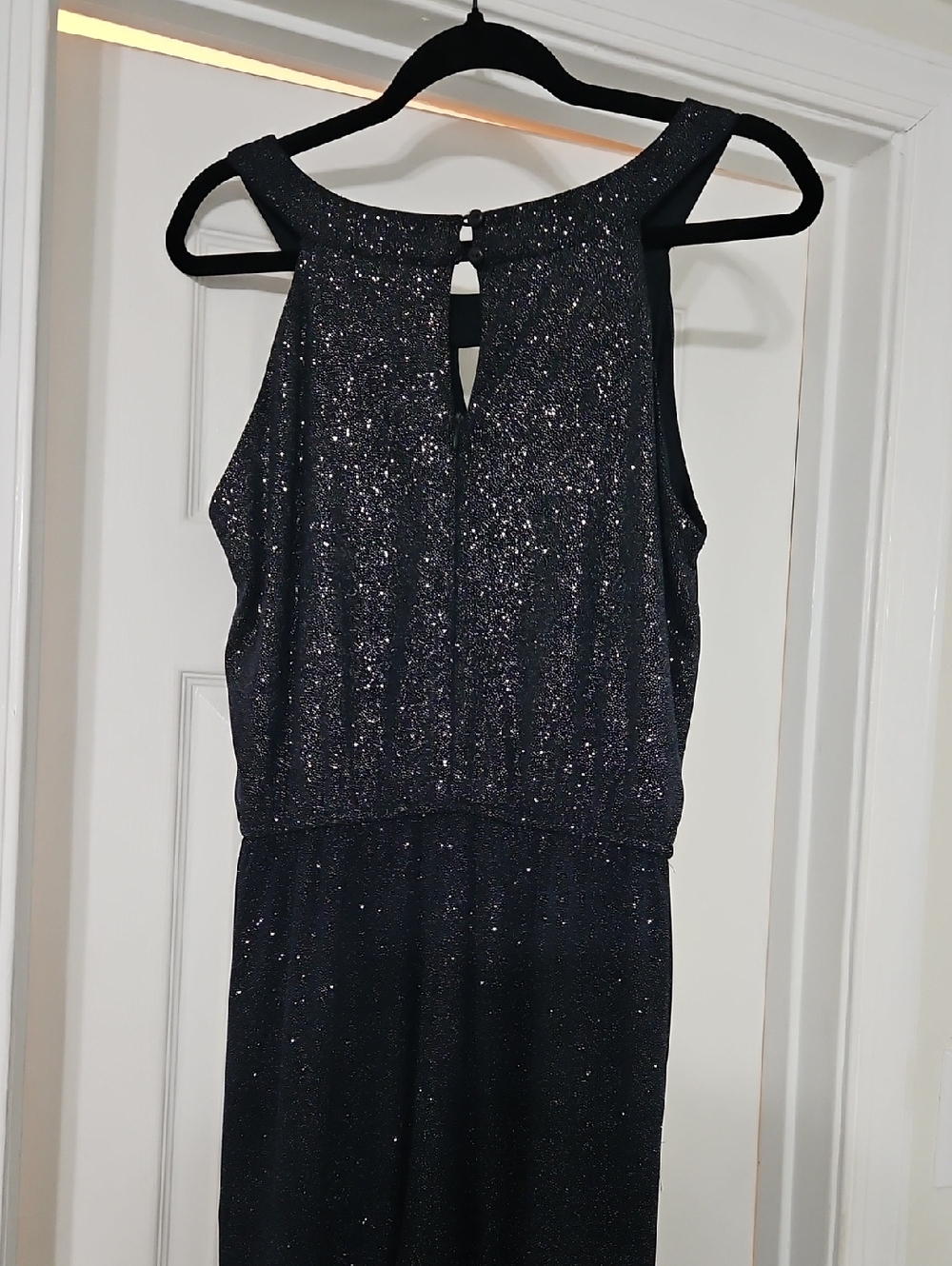 Enfocus Studio Navy Sparkly Wide-Leg Formal Jumpsuit - Picture 3 of 5